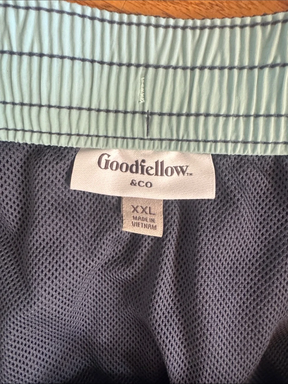 New! Goodfellow & Co Geneva Blue Elastic-Waist Swim Trunks XXL